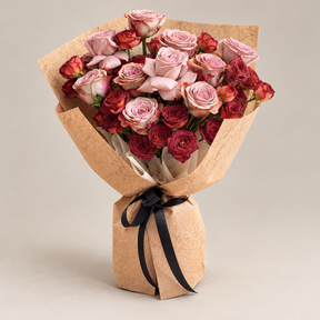 Cappuccino Bubble Rose Bouquet — professional studio product photograph.