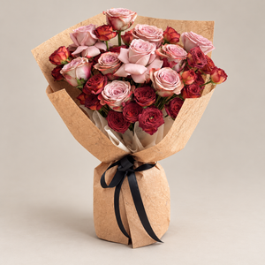 Cappuccino Bubble Rose Bouquet — professional studio product photograph.