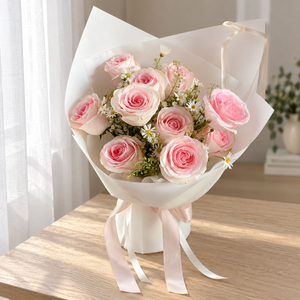 Eternel Pink Rose Bouquet — full product photograph in natural window light.