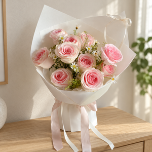Eternel Pink Rose Bouquet — alternate full product photograph in a neutral interior.