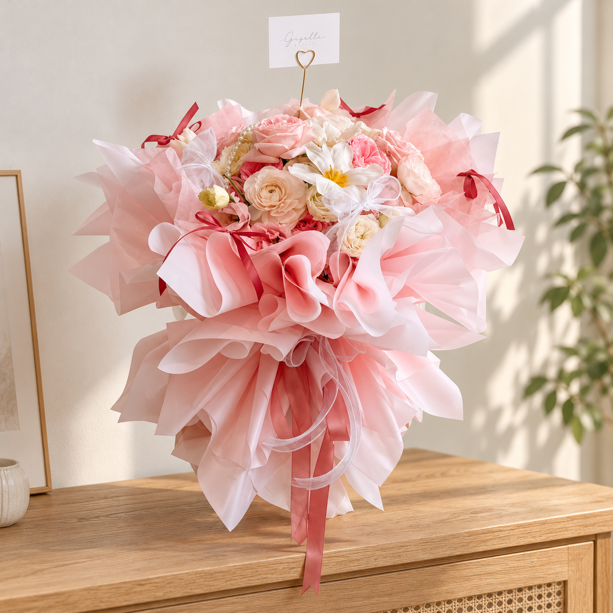 Giselle Ballets Luxe Mixed Flower Bouquet — alternate full product photograph in a neutral interior.