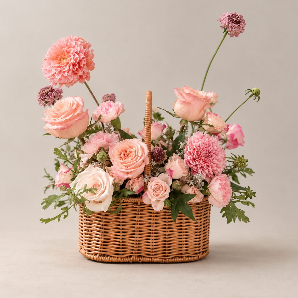 Harmonia Garden Pink Flower Basket — professional studio product photograph.