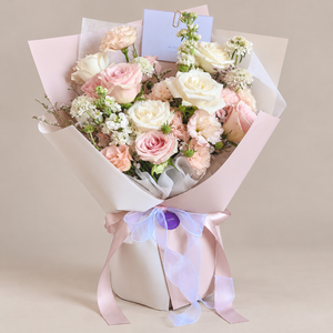 Radiance Pink & White Rose Bouquet (Cat-Safe) — professional studio product photograph.