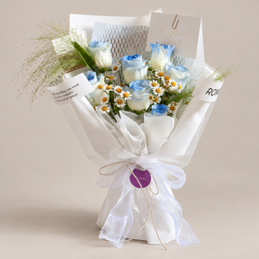 River Bleu Blue Rose Bouquet — professional studio product photograph.