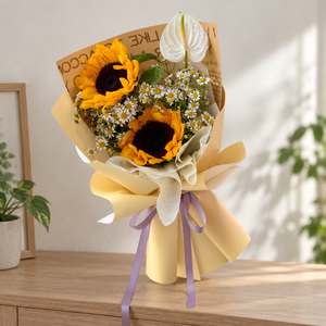 Shine Bright Sunflower Bouquet — alternate full product photograph in a neutral interior.