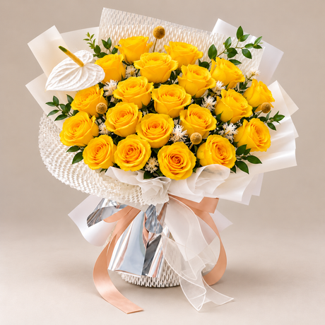 Shine Bright Yellow Rose Bouquet — Statement size, illustrative preview.