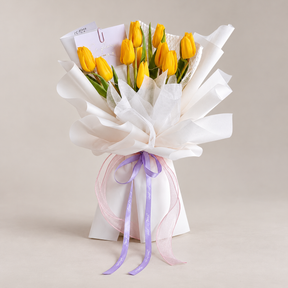 Sonata Yellow Tulip Bouquet — professional studio product photograph.