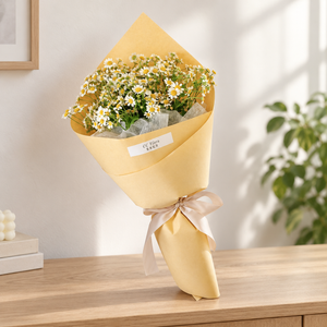 Sunshine Chamomile Bouquet — alternate full product photograph in a neutral interior.