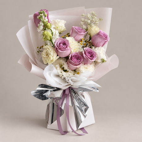 Voyage Purple Rose Bouquet — professional studio product photograph.