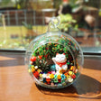 Golden Fortune Cat preserved flower terrarium