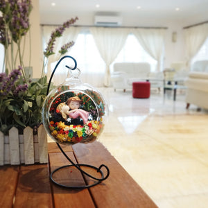 Hugging Couple preserved flower terrarium