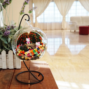 Kitten Pair preserved flower terrarium