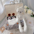 Korean Baby Oppa premium baby gift set in a rattan basket with grey and white Korean-style romper
