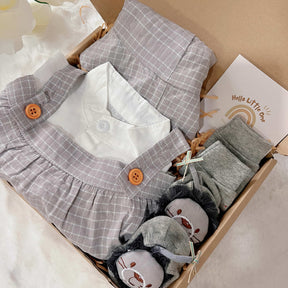 Korean Baby Oppa standard baby gift box with grey and white Korean-style romper