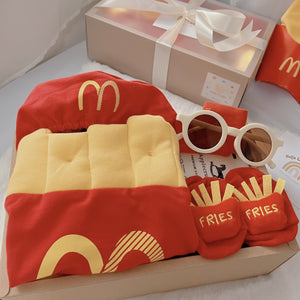 Mc Kidz classic baby gift box with fries-inspired romper with matching hat and socks