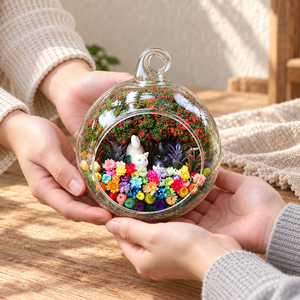 Black and White Cats Preserved Flower Terrarium — gifting moment