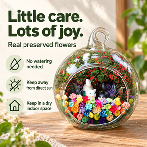 Black and White Cats Preserved Flower Terrarium — care guide
