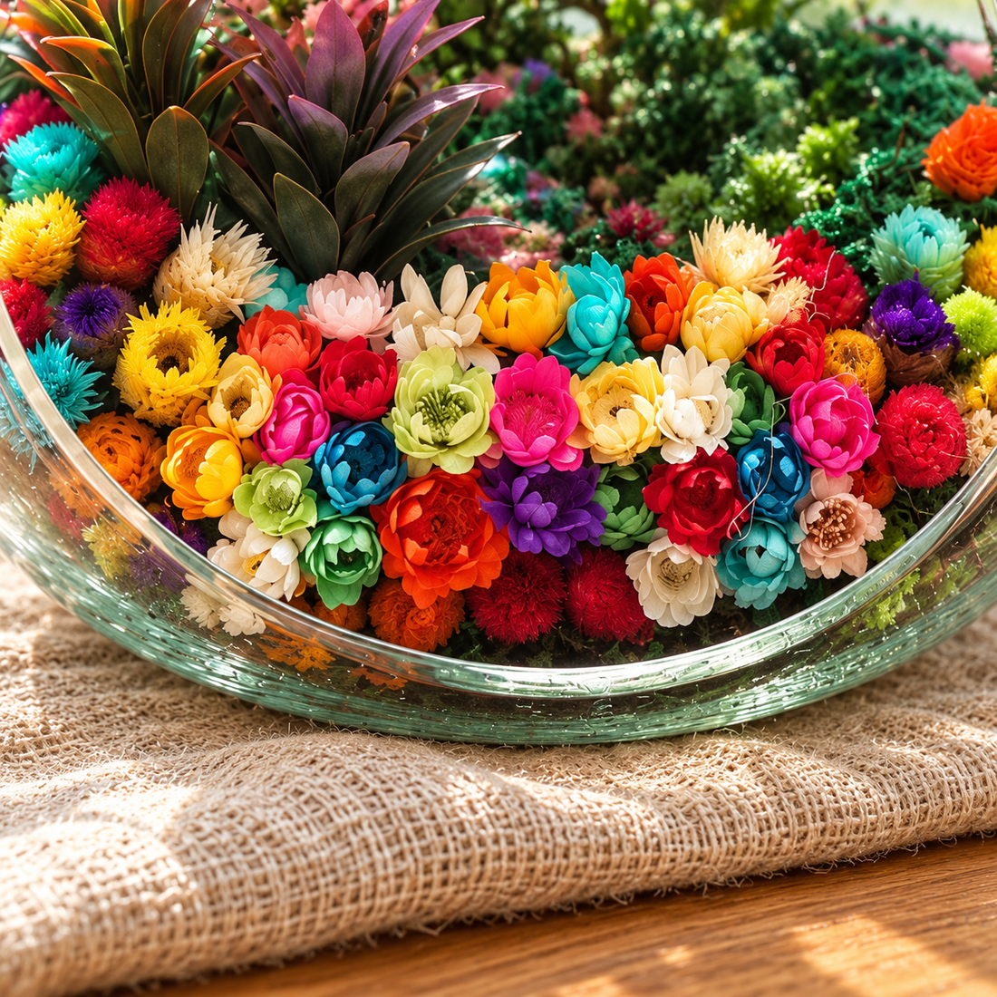 Dairy Cow Preserved Flower Terrarium — flower glass detail