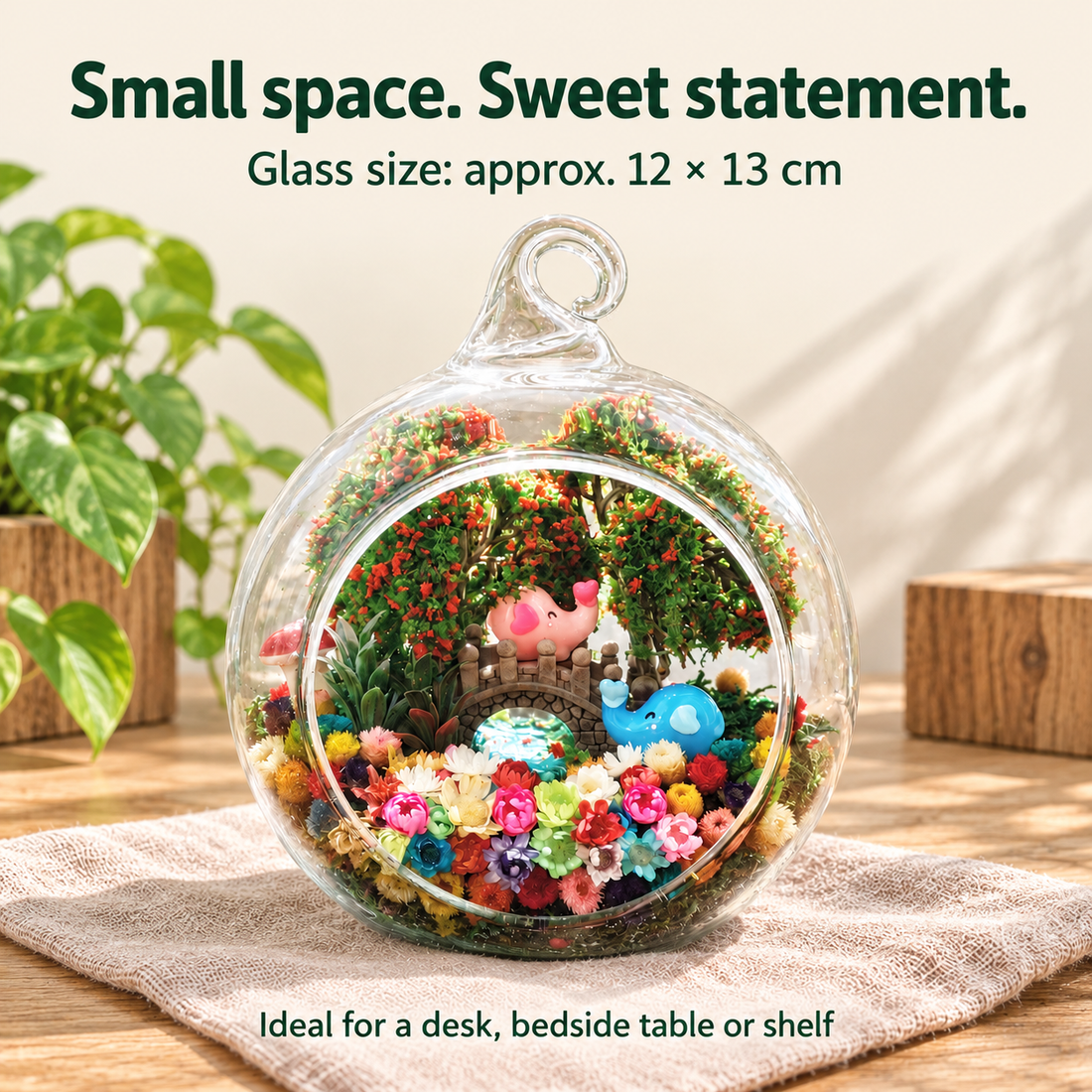 Little Elephant Preserved Flower Terrarium — size guide