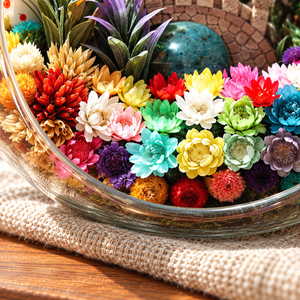 Penguin Family Preserved Flower Terrarium — flower glass detail