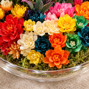 Three Puppies Preserved Flower Terrarium — flower glass detail