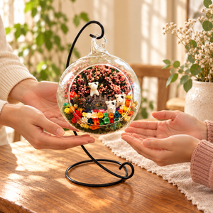 Three Puppies Preserved Flower Terrarium — gifting moment