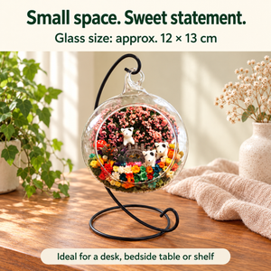 Three Puppies Preserved Flower Terrarium — size guide