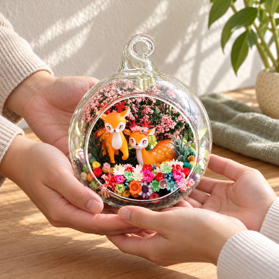 Two Deer Preserved Flower Terrarium — gifting moment