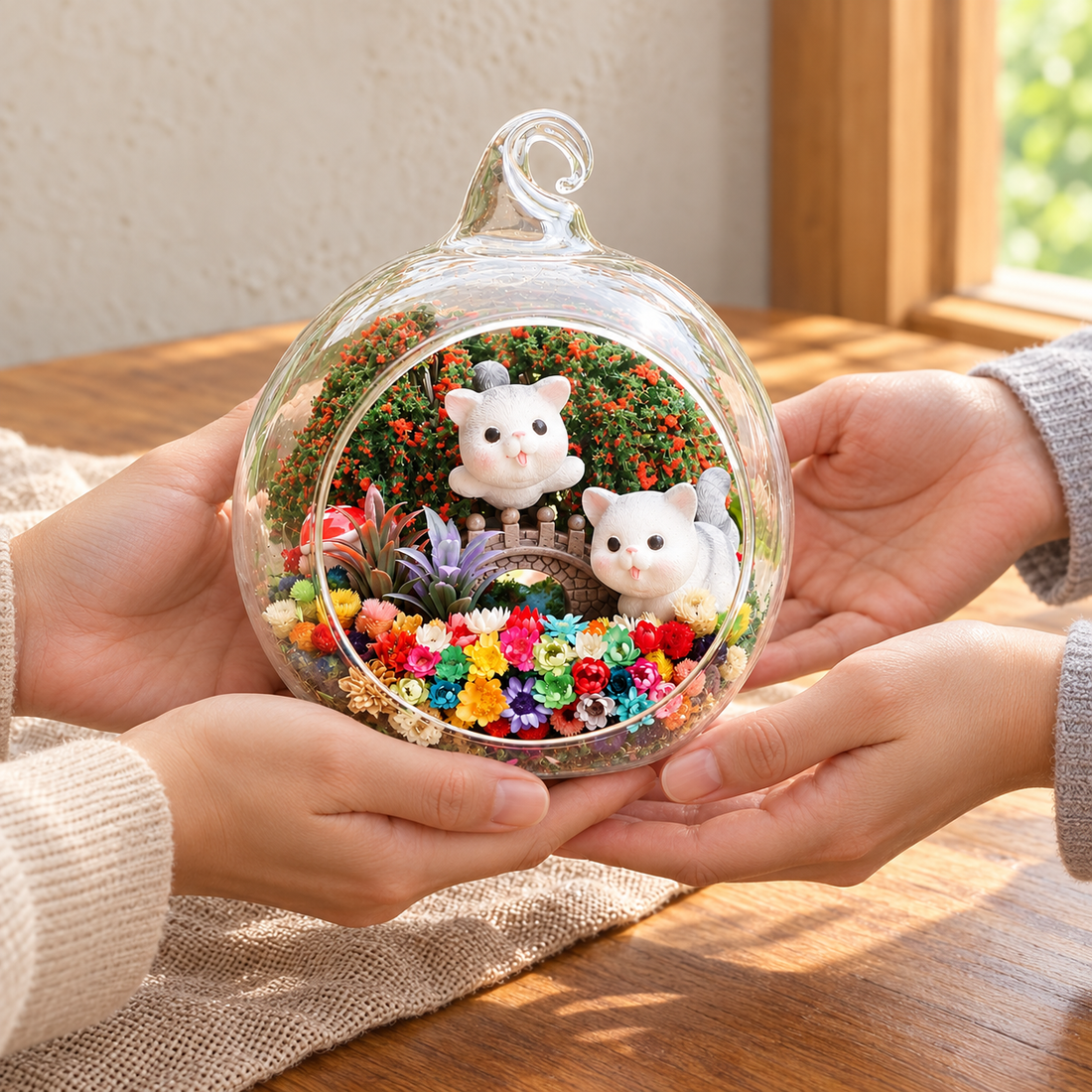 Two Grey Cats Preserved Flower Terrarium — gifting moment