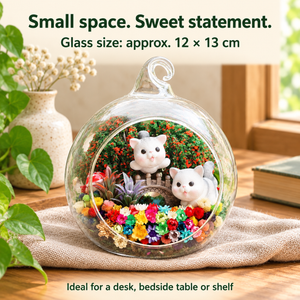 Two Grey Cats Preserved Flower Terrarium — size guide