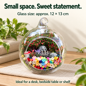Two Grey Elephants Preserved Flower Terrarium — size guide