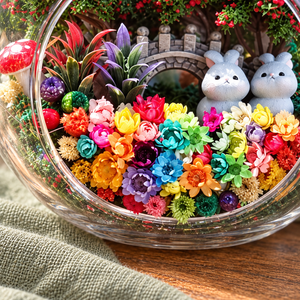 Two Grey Rabbits Preserved Flower Terrarium — flower glass detail