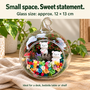 Two White Bears Preserved Flower Terrarium — size guide