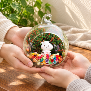 White Calf Preserved Flower Terrarium — gifting moment