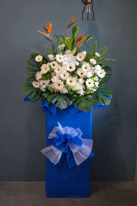 Surreal Blue Condolence Wreath by Bamboo Green Florist, Penang