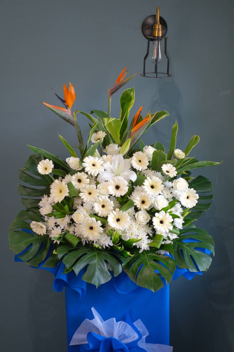 Surreal Blue Condolence Wreath by Bamboo Green Florist, Penang, photo 2