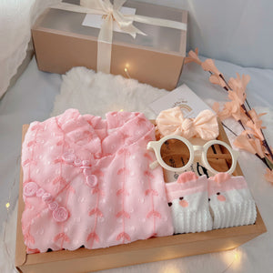 Pink Cheongsam classic baby gift box with pink cheongsam-style romper