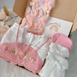 Pink Hanbok standard baby gift box with pink Hanbok-style romper