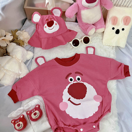 Pink Pals Lotso baby outfit styling – pink bear-themed romper