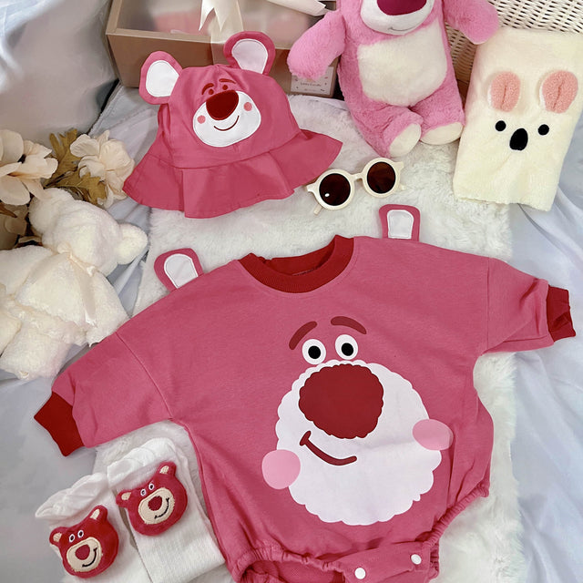 Pink Pals Lotso baby outfit styling – pink bear-themed romper