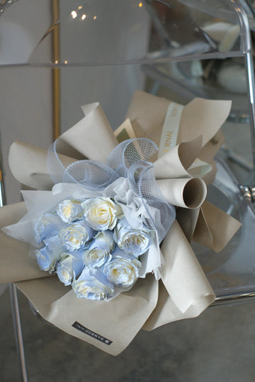 Powder Blue Rose Bouquet by Bamboo Green Florist, Penang