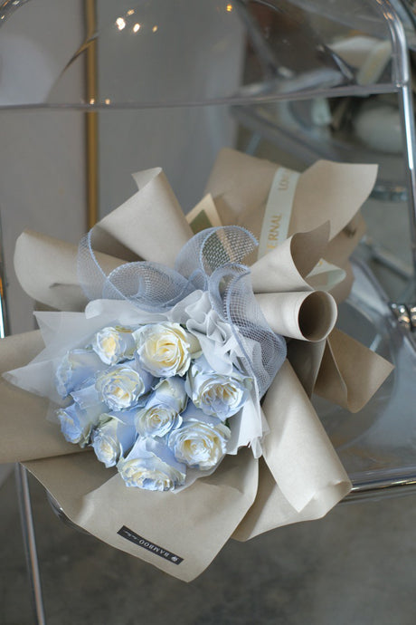 Powder Blue Rose Bouquet by Bamboo Green Florist, Penang