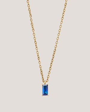 Verity Blue Sapphire Pendant Gold Necklace by GUNG by Bamboo Green Florist, Penang
