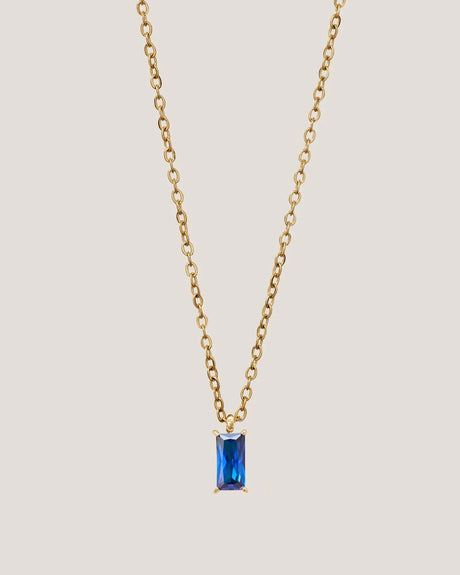 Verity Blue Sapphire Pendant Gold Necklace by GUNG by Bamboo Green Florist, Penang