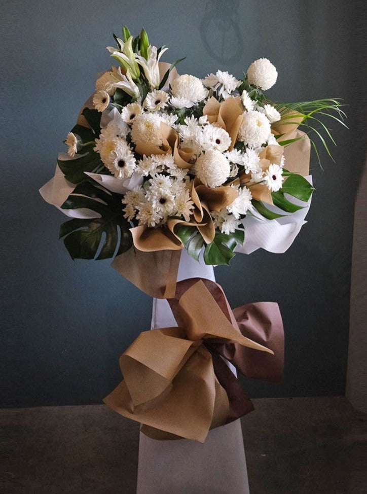 Silk Knot Condolence Wreath by Bamboo Green Florist, Penang