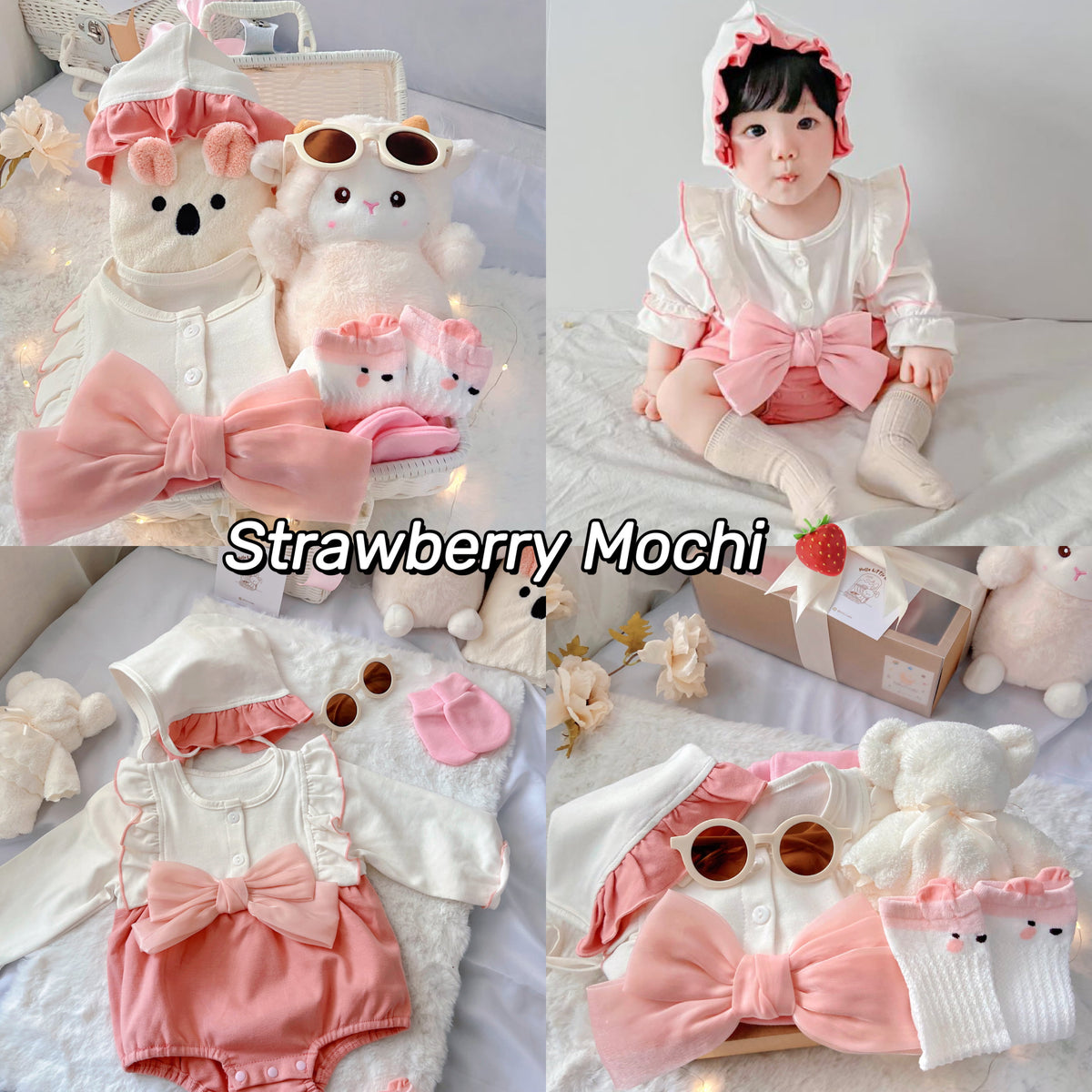 Strawberry Mochi baby gift set for newborns and baby showers in Malaysia