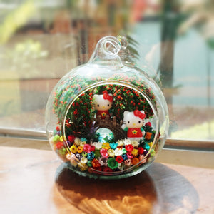 Two Kittens on a Bridge preserved flower terrarium